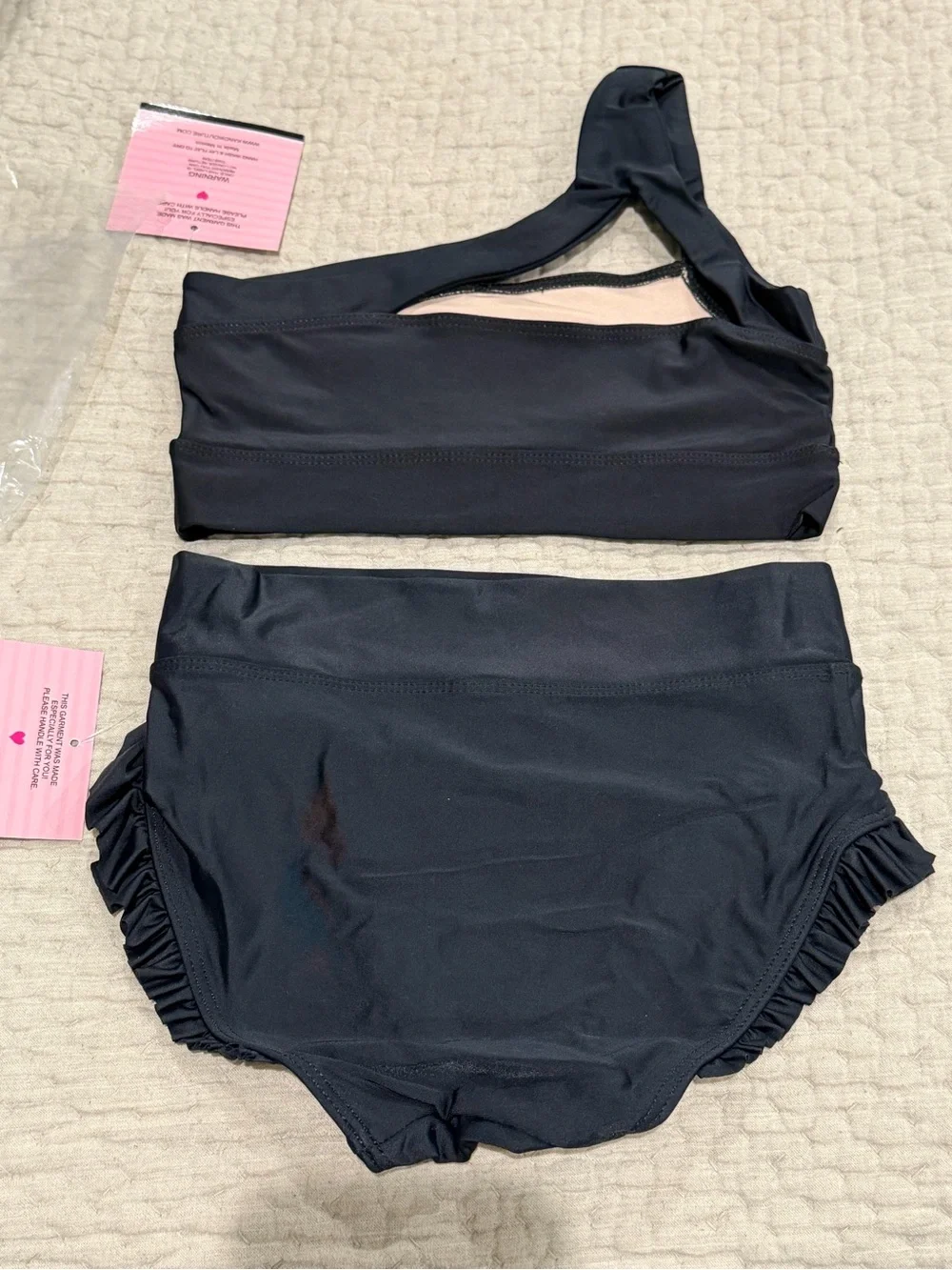 NWT Kandi Kouture CL 7/8 Black 2 Piece Dance Set Crop Top Ruffle Briefs